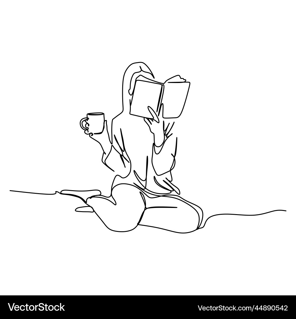 Hygge life style single line drawing of a girl Hygge life style single line drawing of a girl vector image