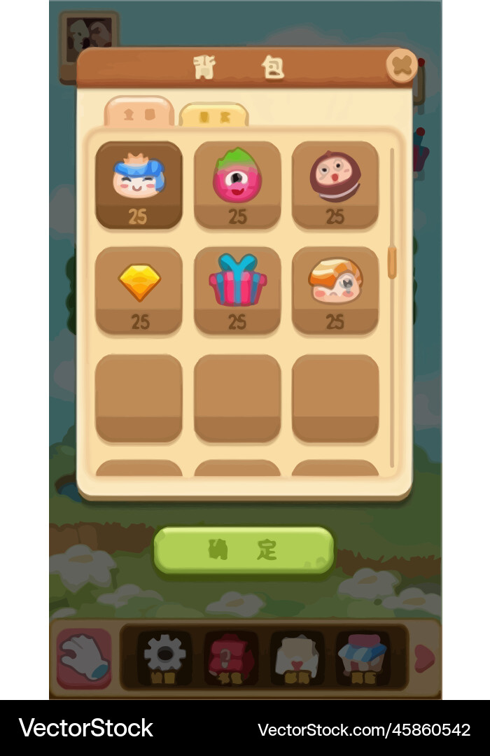 Komplettes Set von Level-Taste Spiel ui Pop-up-Symbol Vektorbild