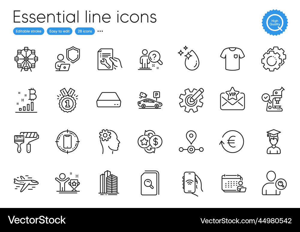 Microscope internet app and find user line icons vector image
