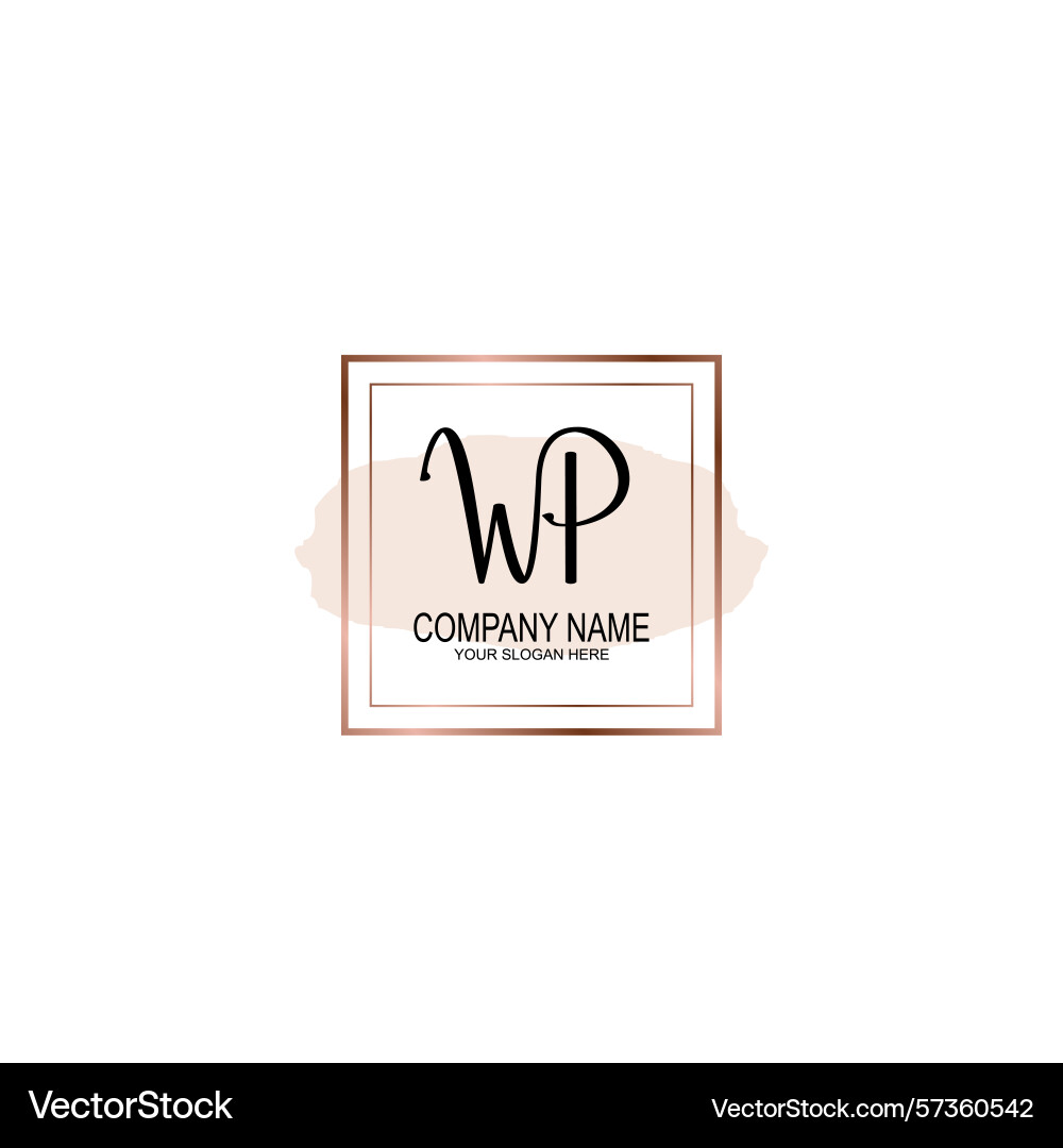 Minimalist handwritten wp initial logos with soft Minimalist handwritten wp initial logos with soft Vector Image