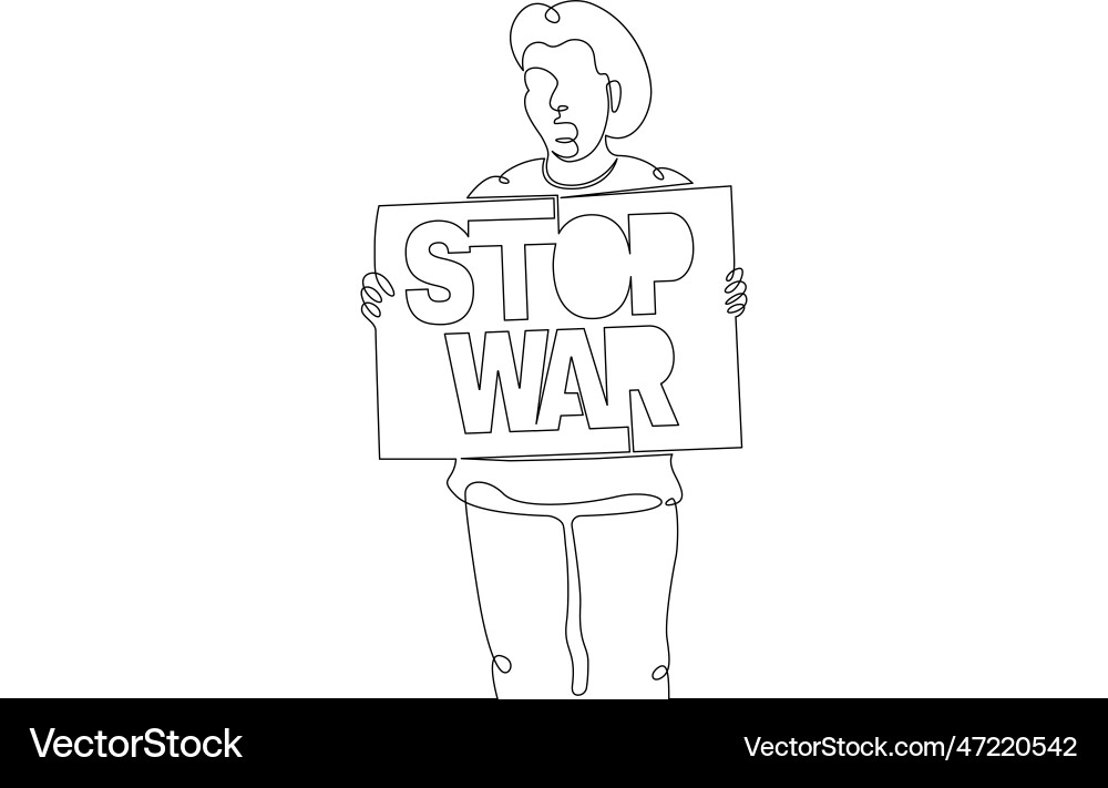 One continuous linea protesting demonstrator Vector Image
