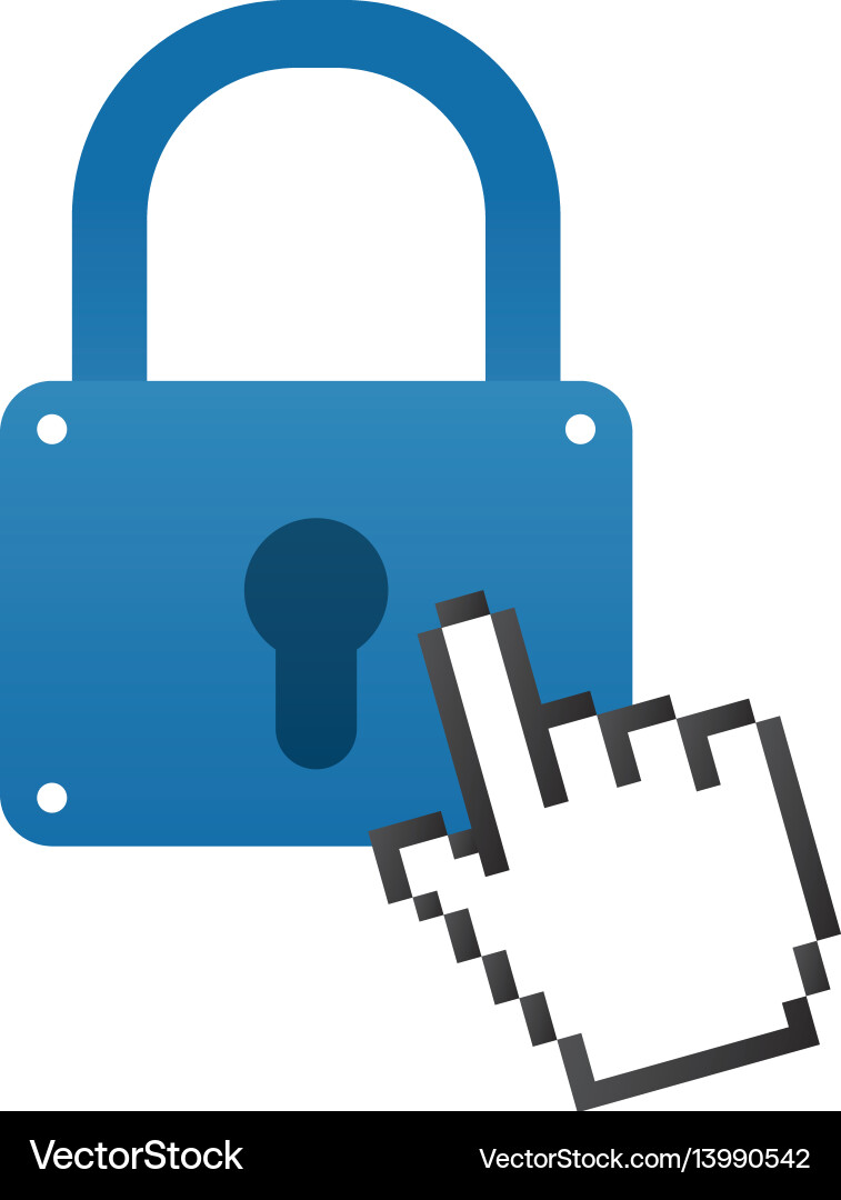 Padlock security pointer hand Vector Image