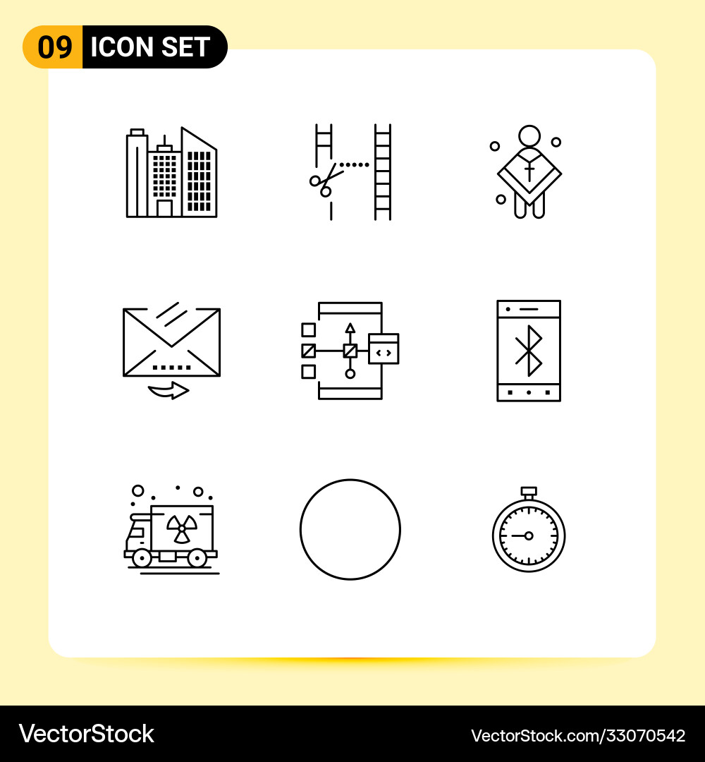 Pictograph set 9 simple outlines coding Vector Image