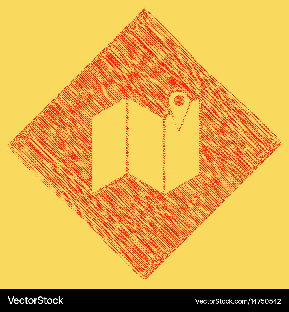 Pin on the map red scribble icon obtained Vector Image