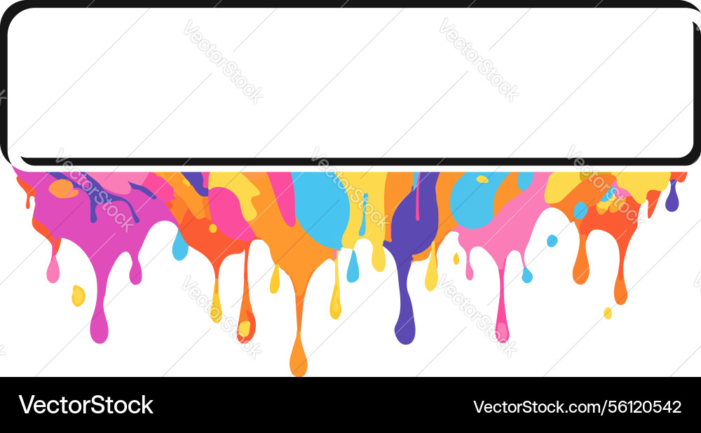 Rectangle frame and color drops paint splashes vector image
