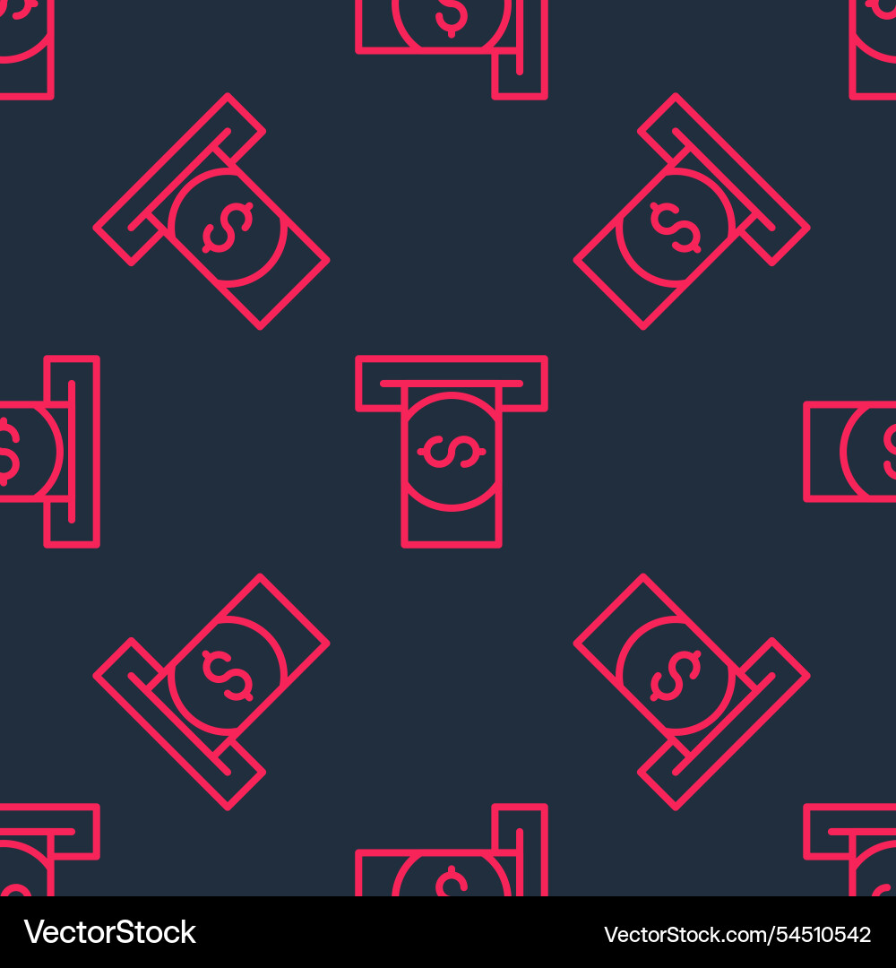 Red line atm - automated teller machine and money Red line atm - automated teller machine and money vector image