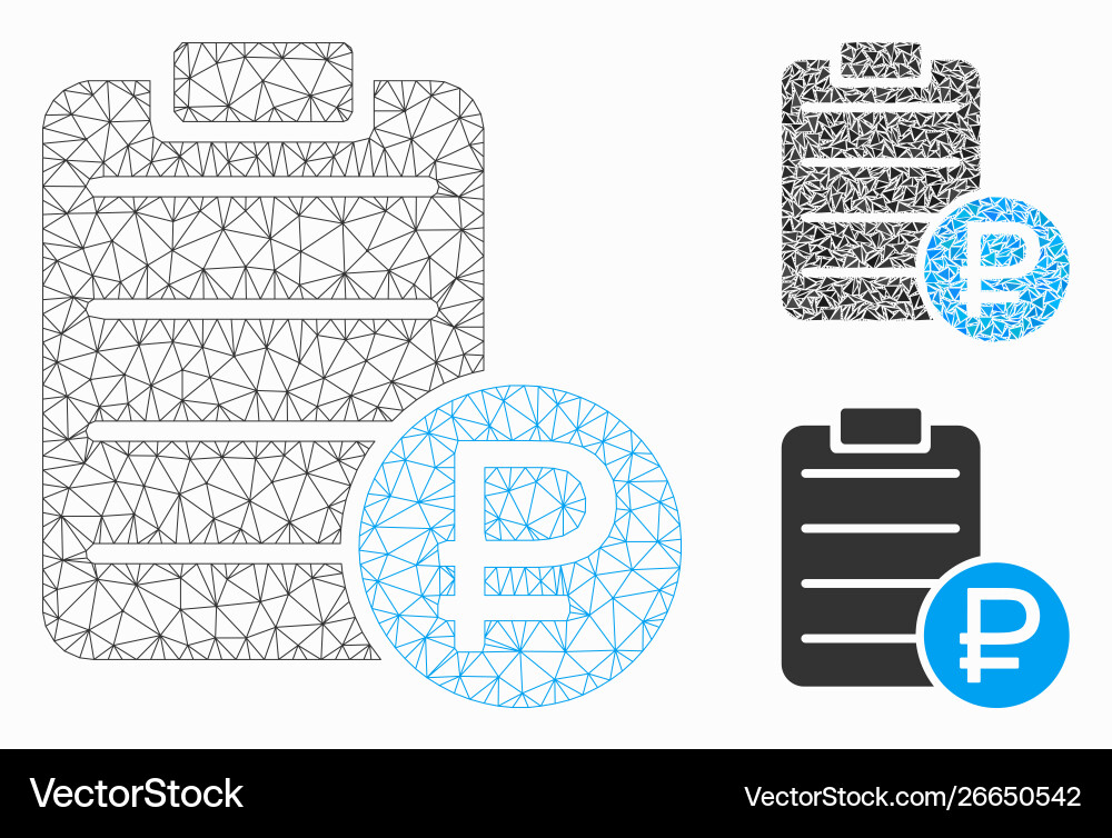 Rouble price list mesh wire frame model Rouble price list mesh wire frame model vector image