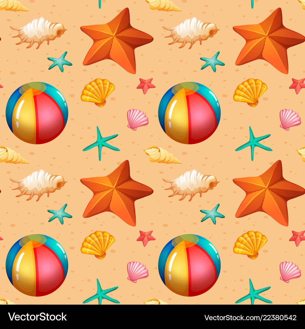 Seamless pattern of beach objects Vector Image