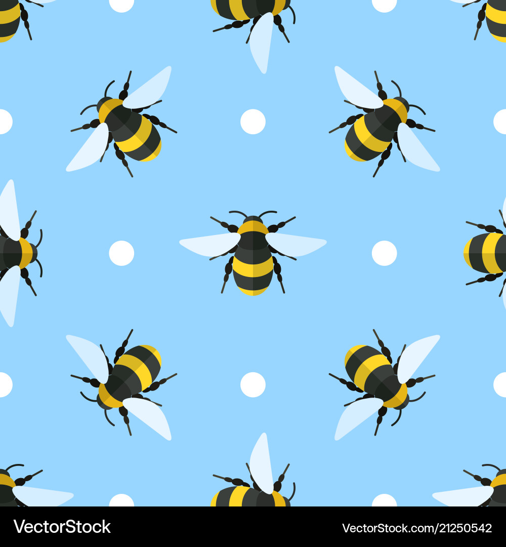 Seamless pattern with bees and circles Seamless pattern with bees and circles vector image