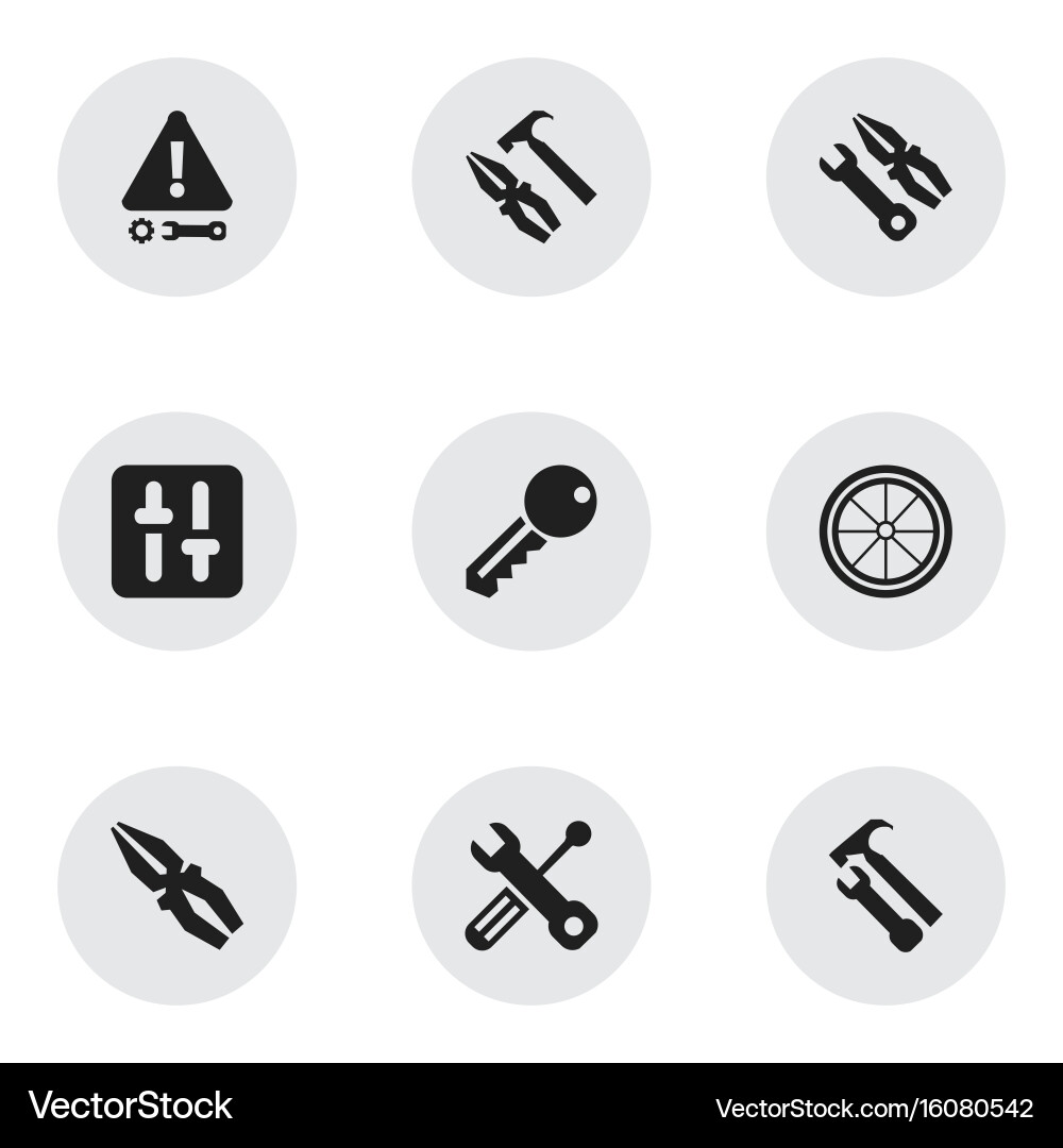 Set of 9 editable tool icons includes symbols Vector Image