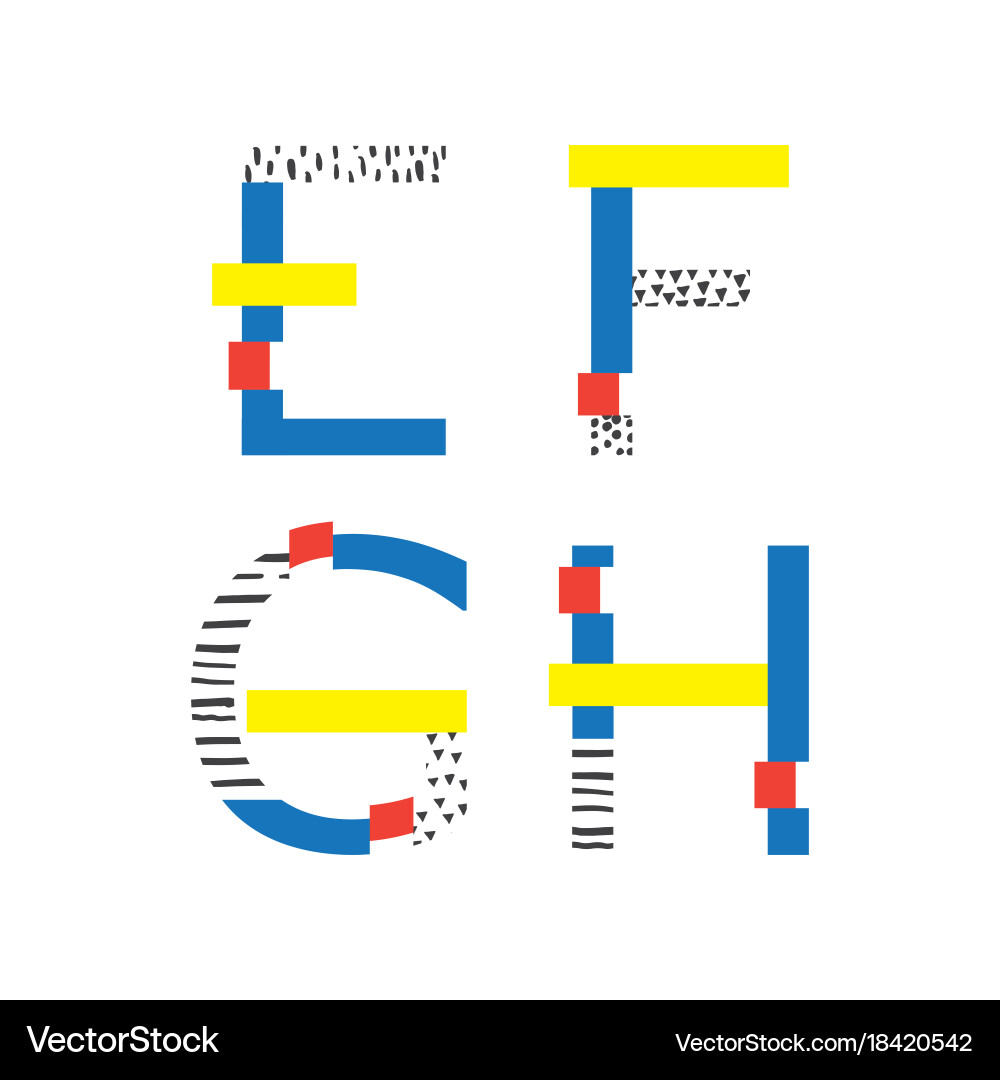 Set with geometric style letters sequence e vector image