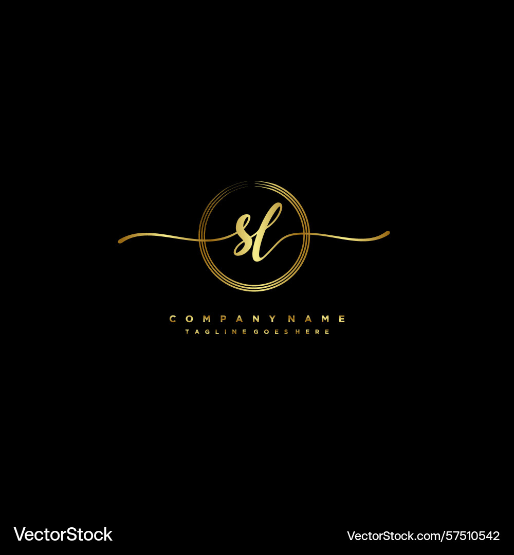 Sl initial handwriting logo with circular wave Sl initial handwriting logo with circular wave Vector Image
