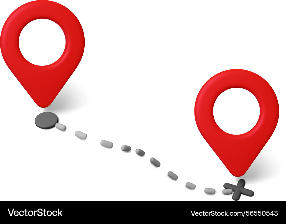 Abstract 3d route from start to finish with red Abstract 3d route from start to finish with red vector image