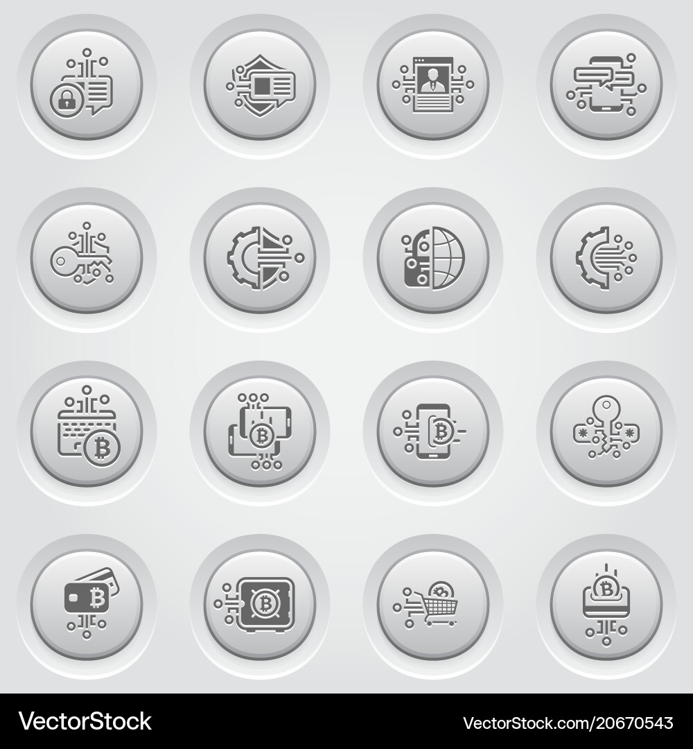 Bitcoin and blockchain crypto technology button Bitcoin and blockchain crypto technology button vector image