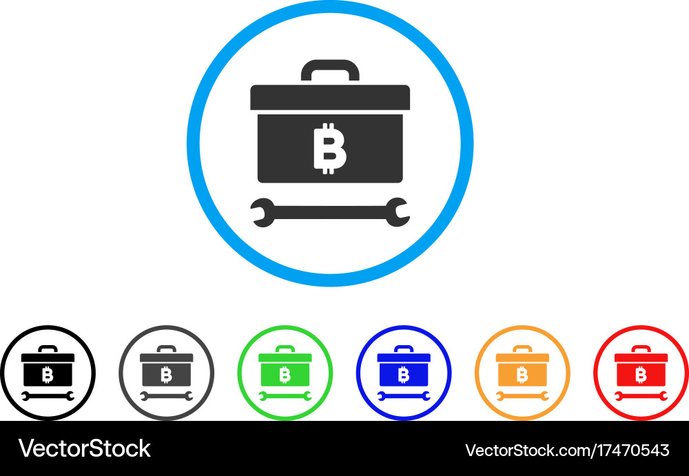 Bitcoin toolbox rounded icon Vector Image