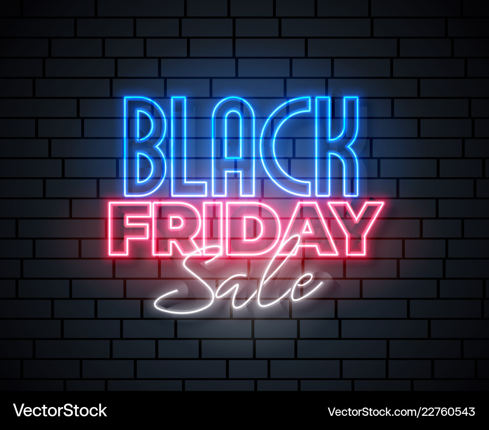 Black friday neon sale banner design