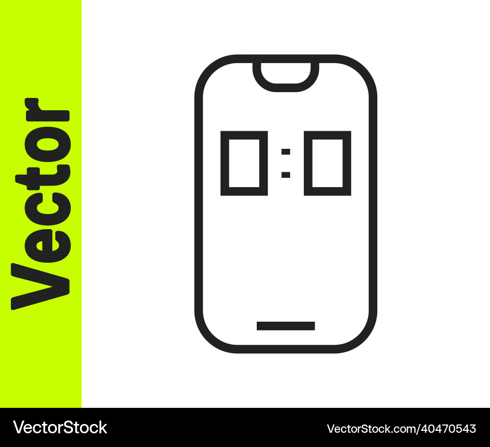 Black line alarm clock app smartphone interface Black line alarm clock app smartphone interface vector image