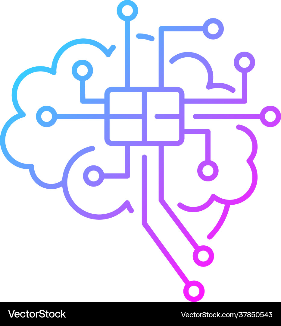 Brain Microcircuit Gradient Icon Vector Image