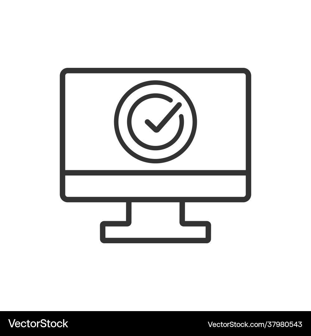 Computer check mark outline icon linear Computer check mark outline icon linear vector image