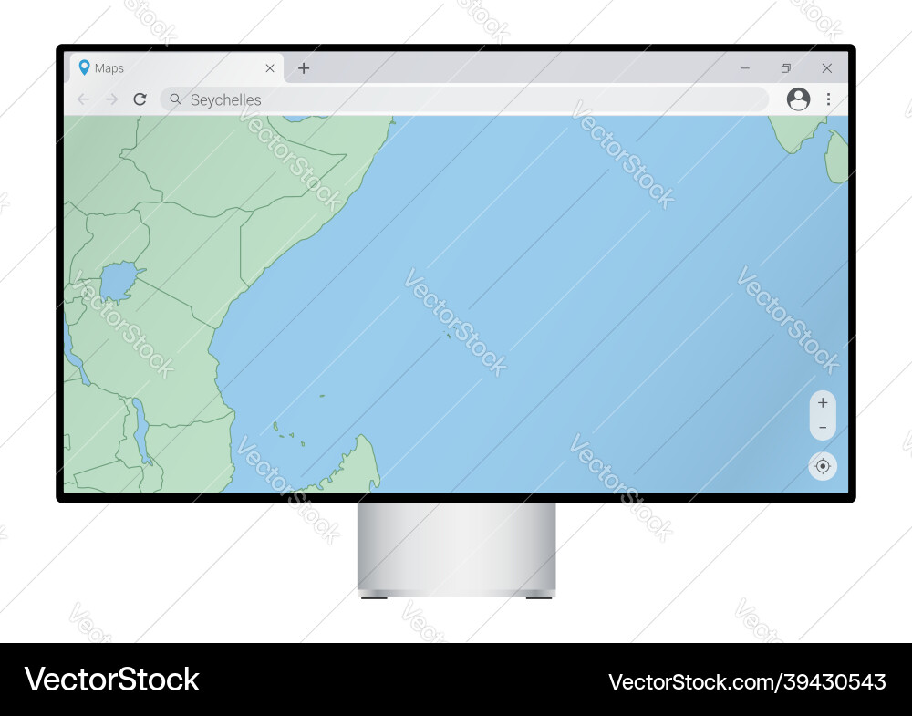 Computer monitor with map of seychelles vector image