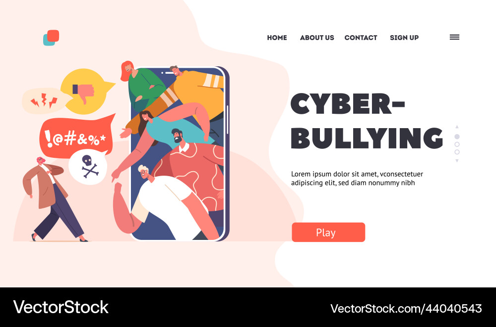 Cyber bullying landing page template Cyber bullying landing page template vector image