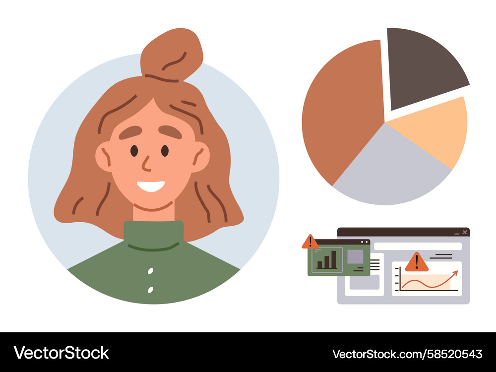 Data Analysis Portrait with Charts Vector Image