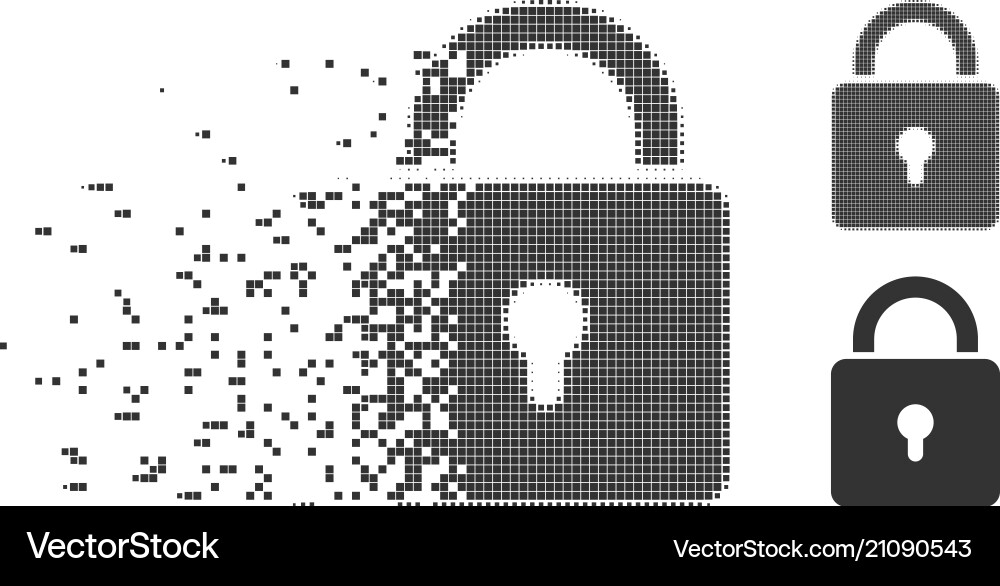 Dissolved pixel halftone lock icon vector image