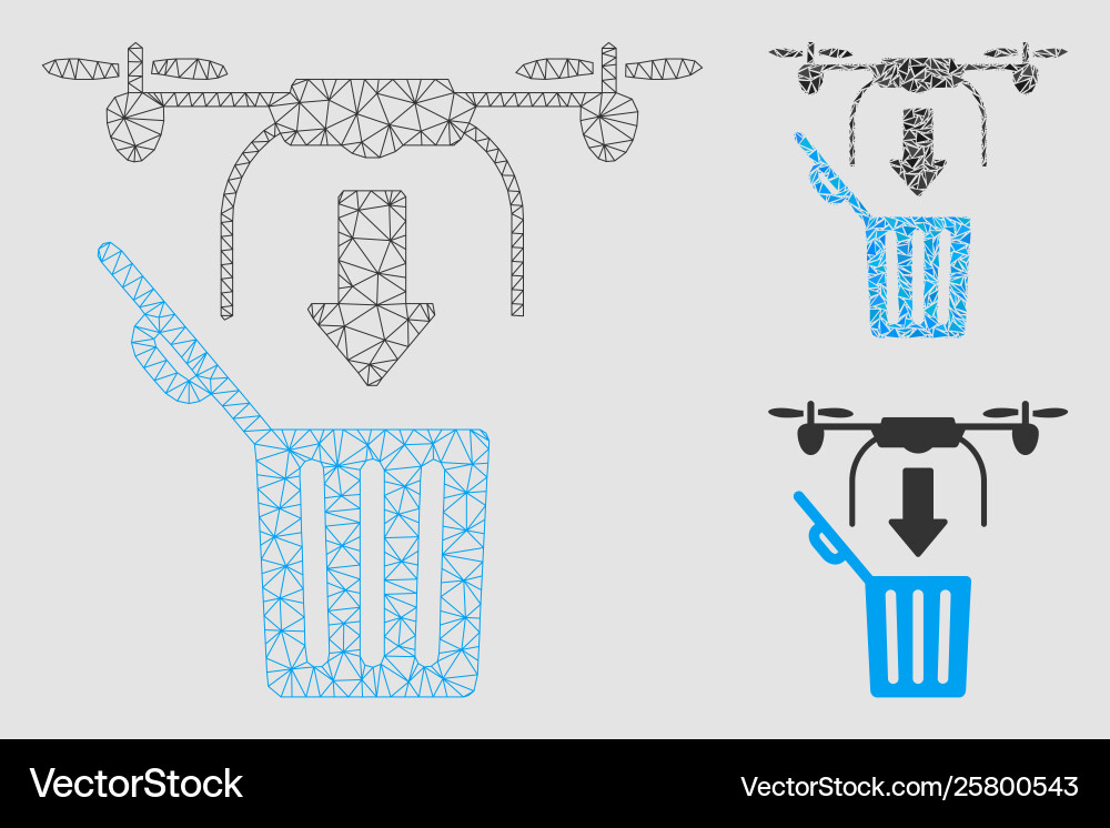 Drone drop trash mesh network model Drone drop trash mesh network model vector image