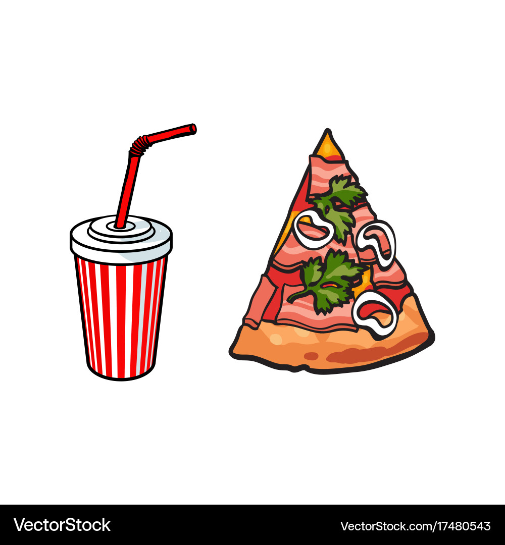 Flat fast food objects set isolated vector image