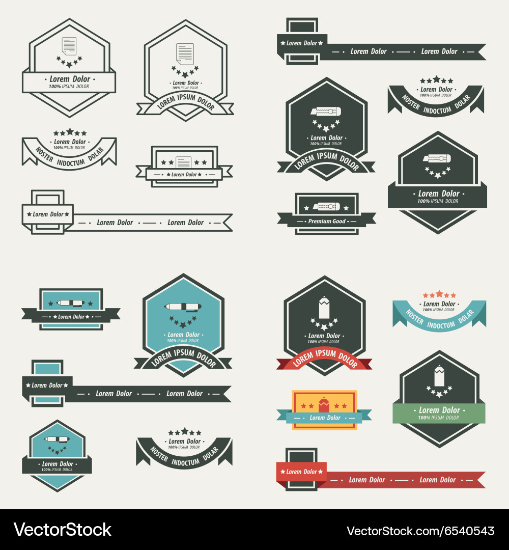 Label and ribbon template set Vector Image