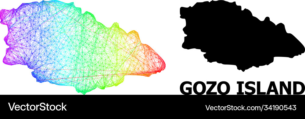 Net map gozo island with spectral gradient Net map gozo island with spectral gradient Vector Image