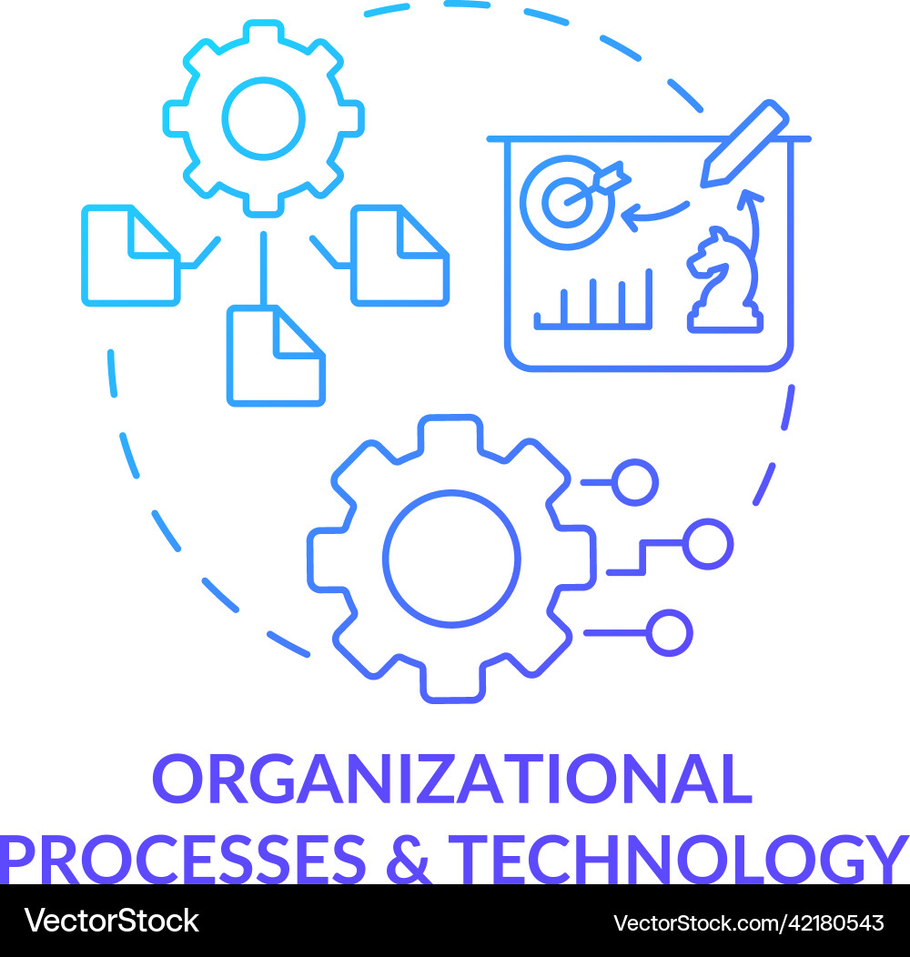 Organisationsprozesse und Technologie blau Vektorbild