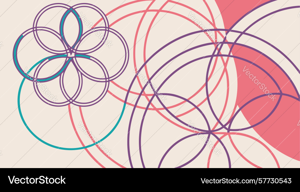 Overlapping abstract circles pattern minimalist vector image