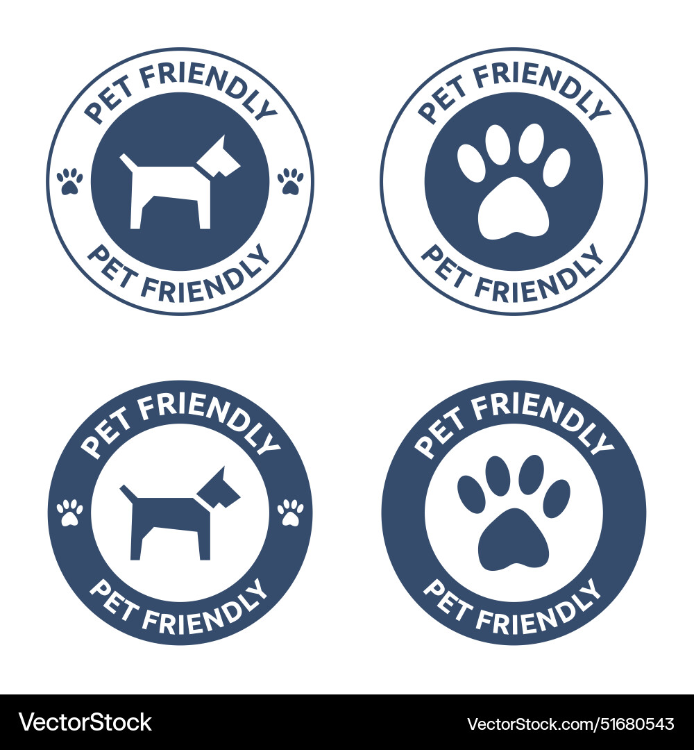Pet friendly icon set paw and dog stamp Pet friendly icon set paw and dog stamp vector image