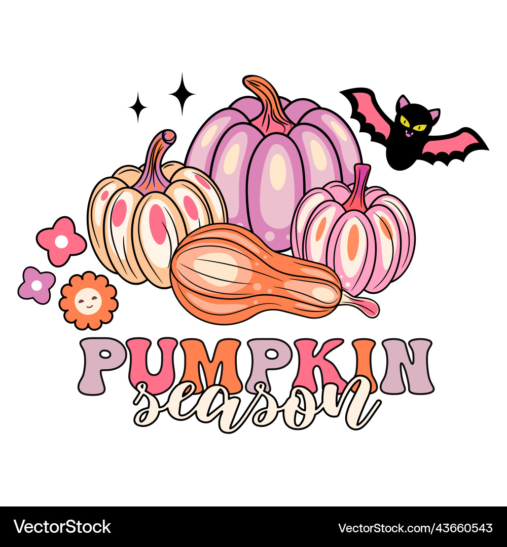 Retro Halloween Pumpkin Vibes Vector Image