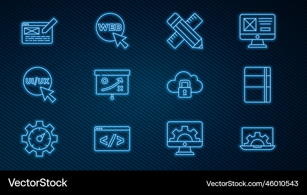 Set line web development sketchbook or album Set line web development sketchbook or album vector image