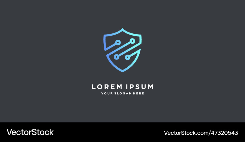 Shield logo design technology with linear style Shield logo design technology with linear style vector image