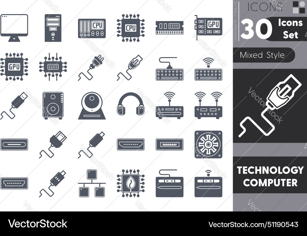 Technology computer mixed set Royalty Free Vector Image