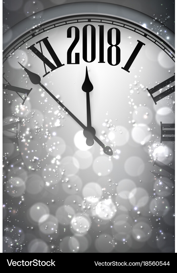 2018 new year background with clock vector image