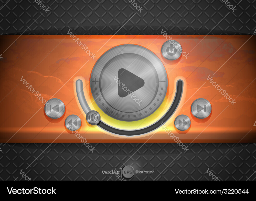 Abstract technology app icon with music button Vector Image