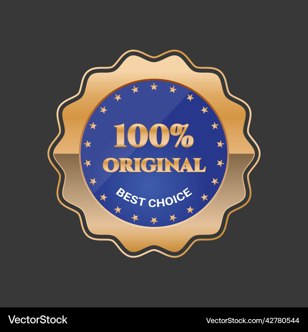 Blaues Originalprodukt Badge mit Goldrand Blaues Originalprodukt Badge mit Goldrand vektorbild