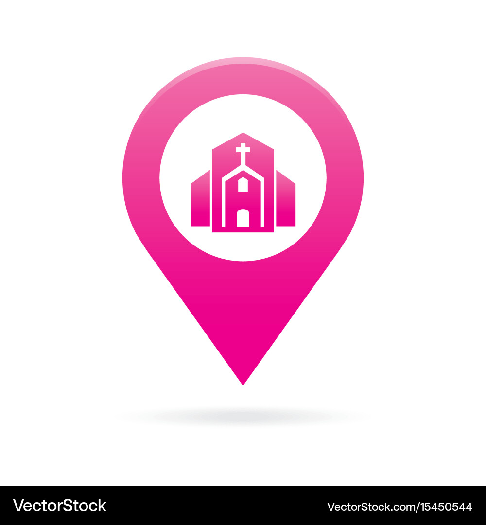 Church map pointer icon marker gps location flag vector image
