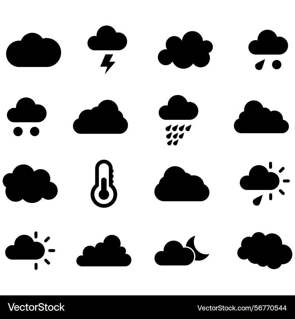 Clouds icons set of in different form Clouds icons set of in different form Vector Image