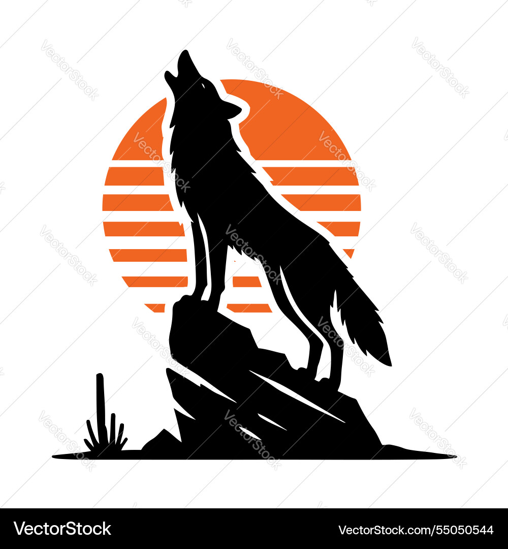 Coyote howling Vector Images \u0026 Graphics for Commercial Use | VectorStock, image size:1000x1080