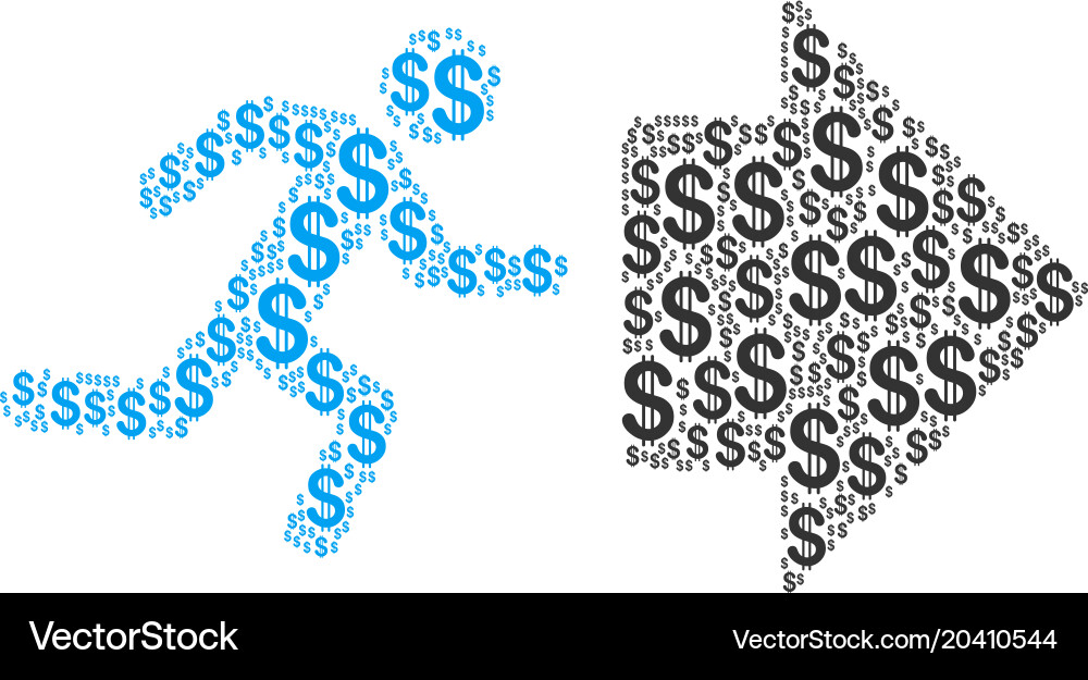 Exit direction composition of dollar Vector Image