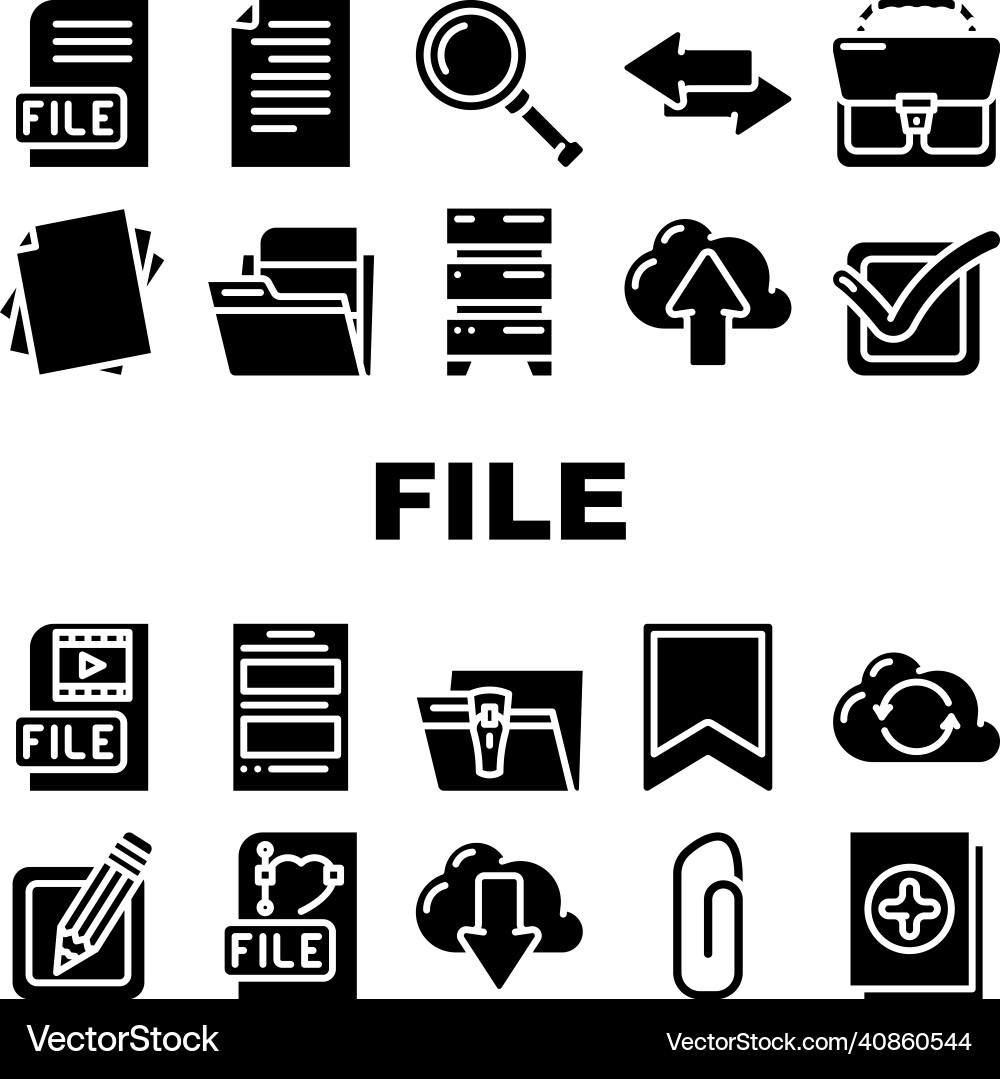 File computer digital document icons set File computer digital document icons set vector image