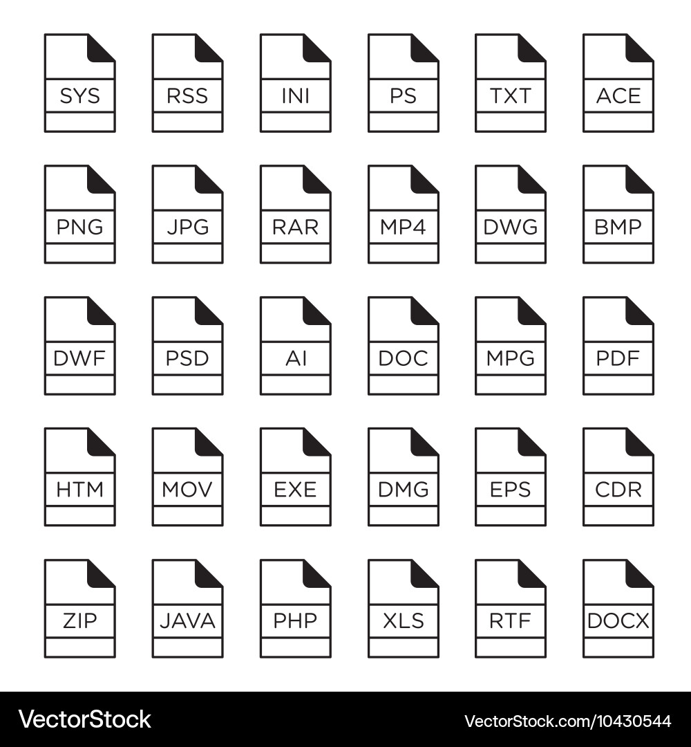 Icon set of file extensions vector image