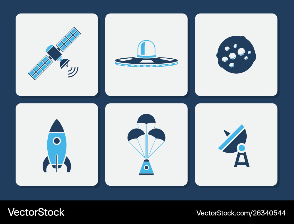 Isolated space icons in two color shape set Isolated space icons in two color shape set vector image