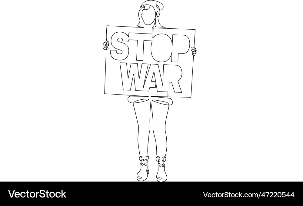 One continuous linea protesting demonstrator One continuous linea protesting demonstrator Vector Image