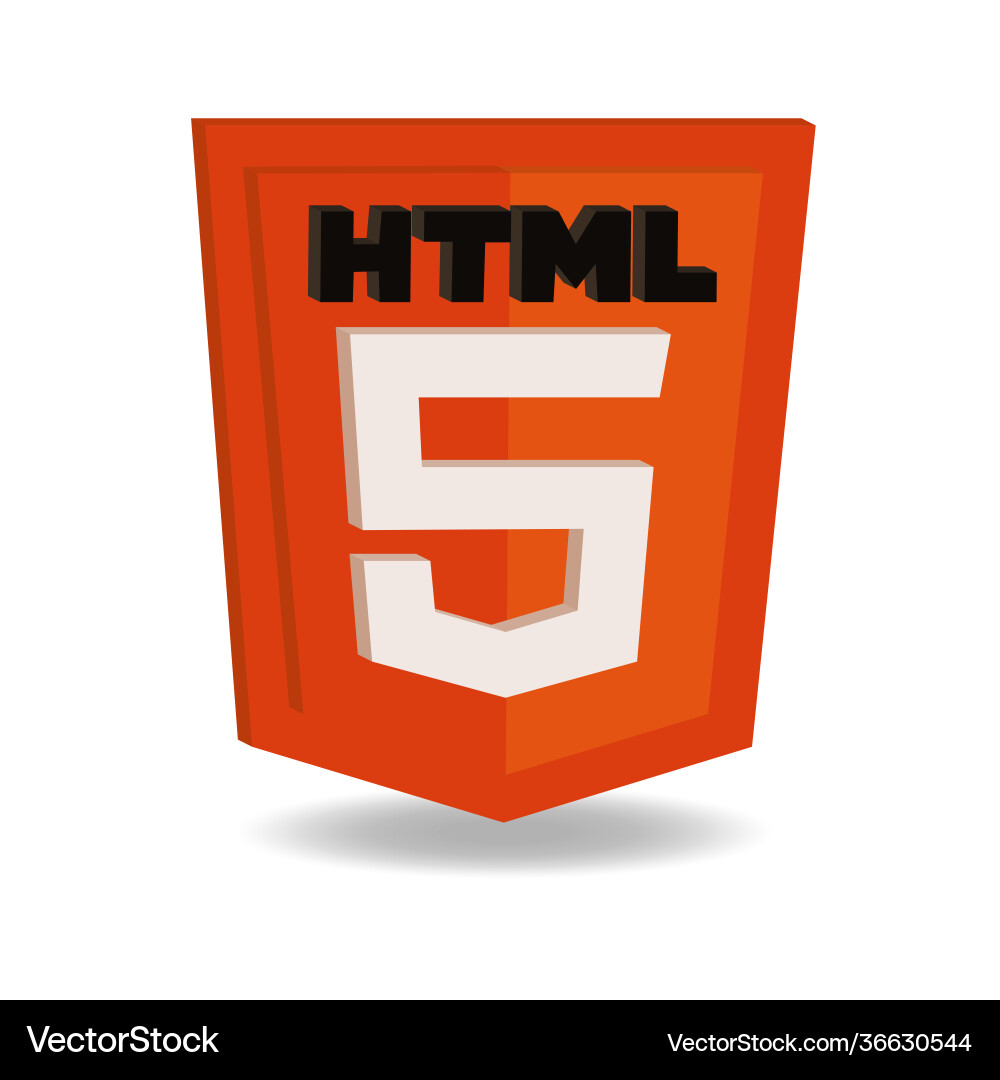 Orange 3d html5 icon Orange 3d html5 icon vector image